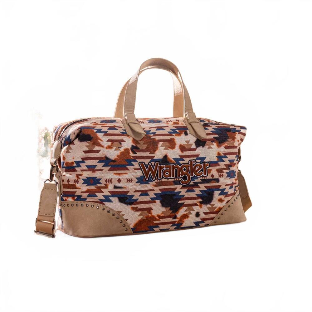 NEW WRANGLER aztec print duffle crossbody bag in khaki